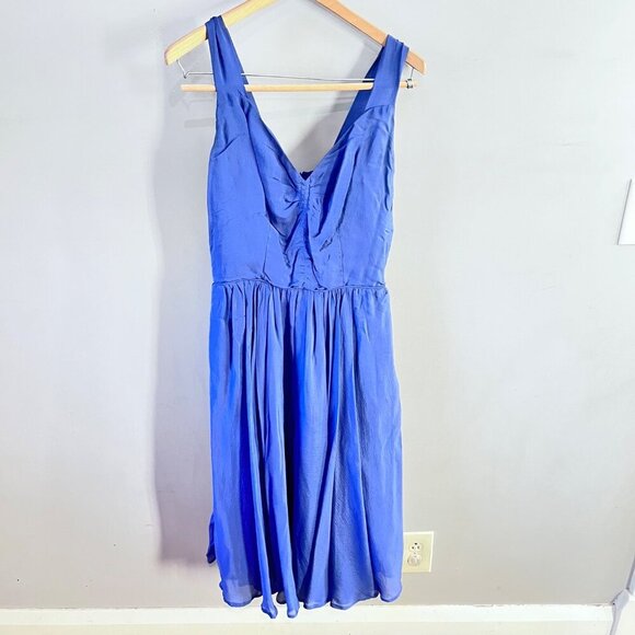 Anthropologie Petrunia Womens Blue Sleeveless Midi Dress Size 6 V-Neck Pleated F - Picture 1 of 3